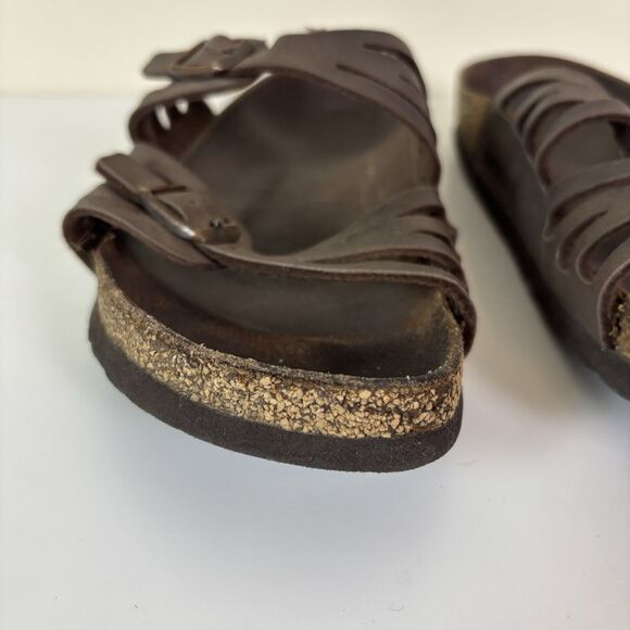 Birkenstock Granada Sandals Brown Leather Cork Footbed Well Worn Distressed ~40 - Picture 5 of 16